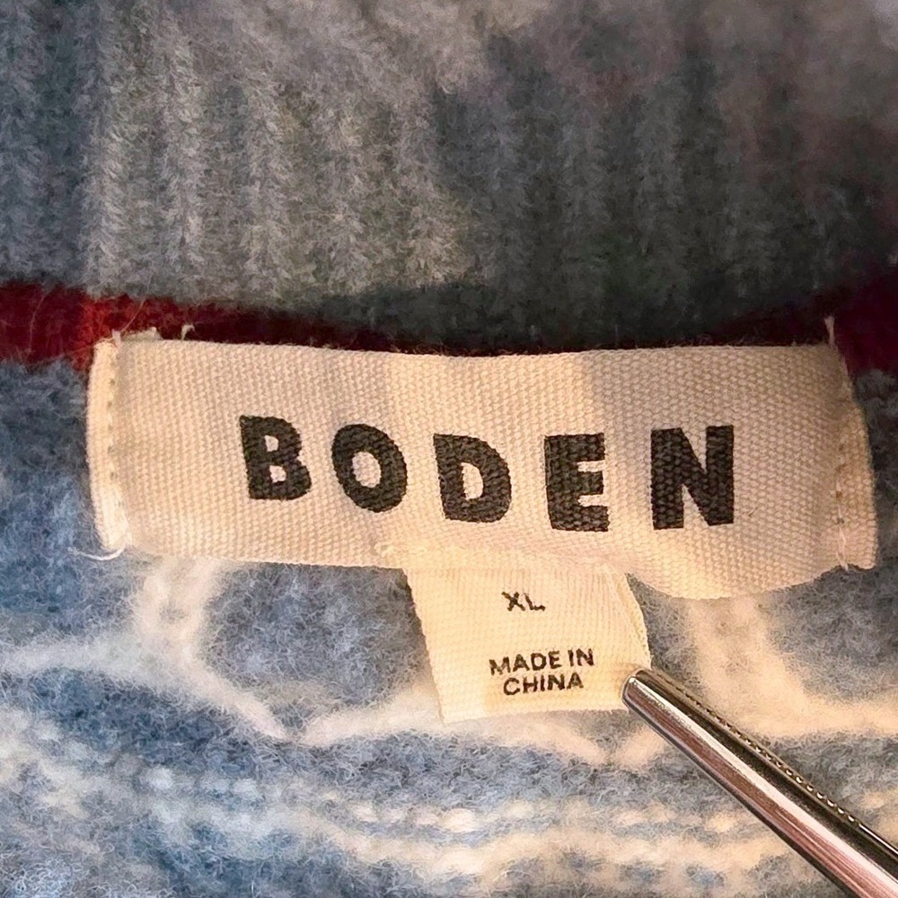 Boden Women's XL Marion Merino Wool Fair Isle Turtleneck Sweater Blue White K116 - Picture 7 of 10